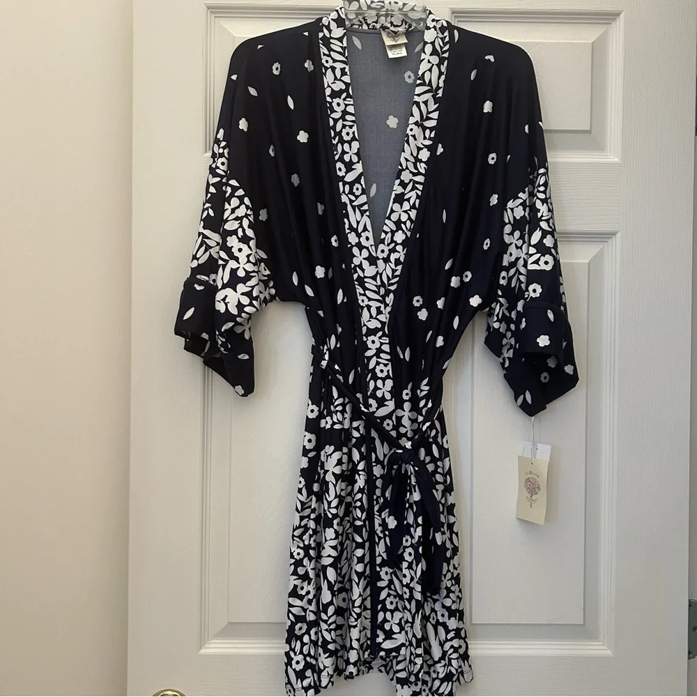 In Bloom by Jonquil Navy Blue Floral Kimono Robe - 3 Available! - Picture 13 of 13